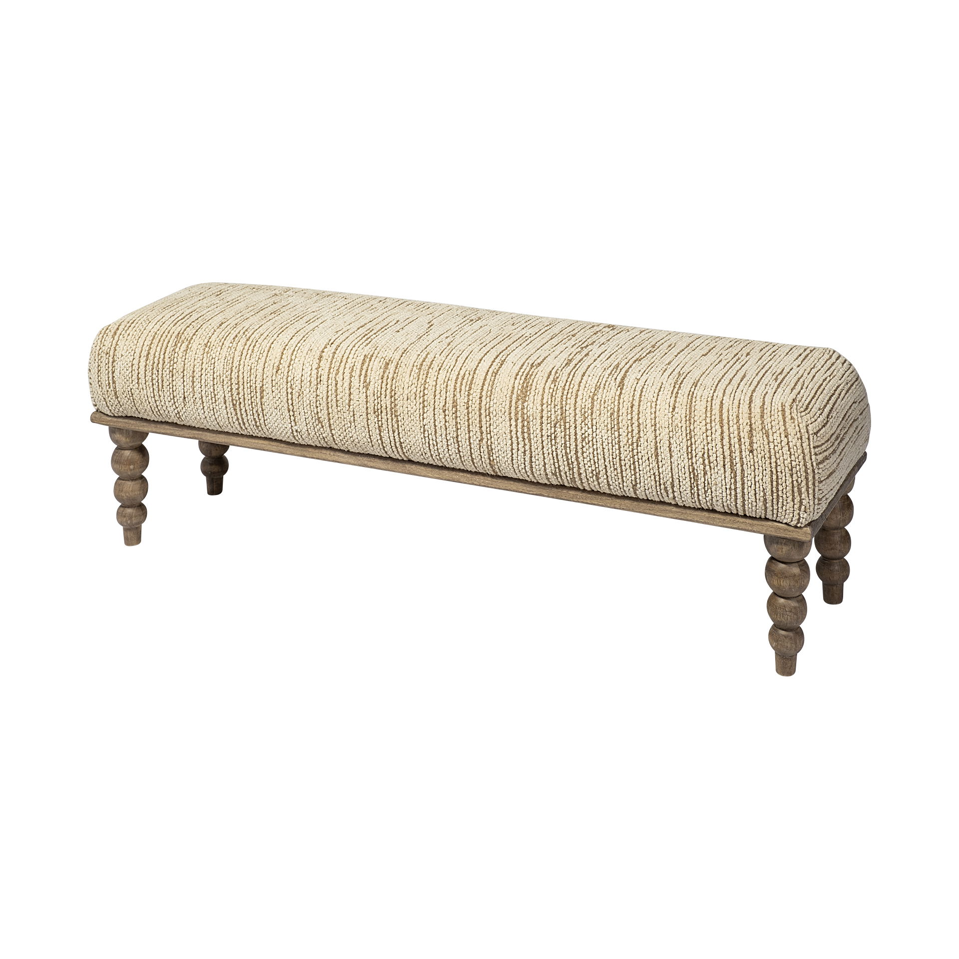 Alder II 55L x 16W Cream Upholstered Seat Wooden Base Accent Bench large image 