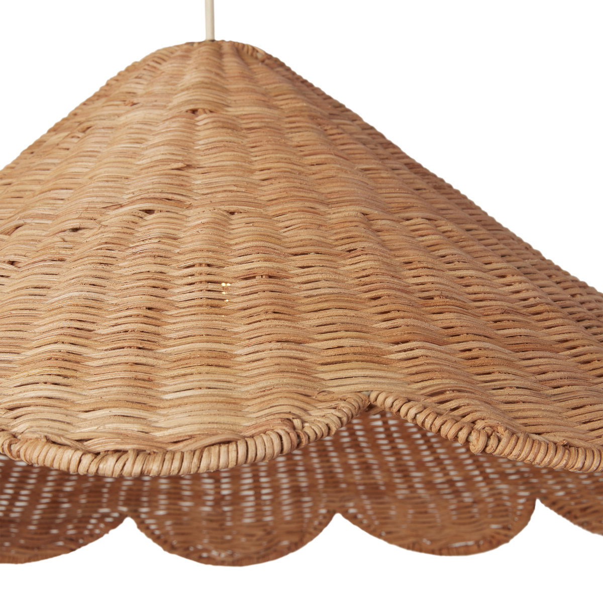 Maude Rattan Scallop Pendant, by Woven, 10.75" height x 26.25" diameter View 4