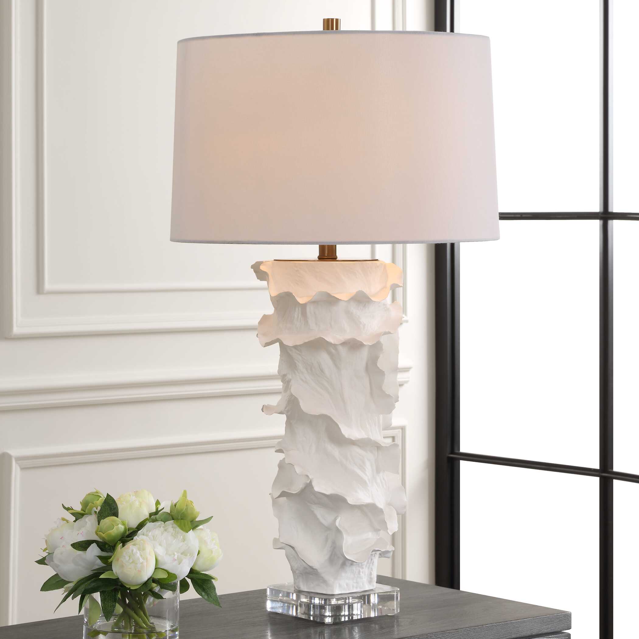 Wisp White Table Lamp, by Uttermost, 18" width x 32.5" height x 18" depth View 2