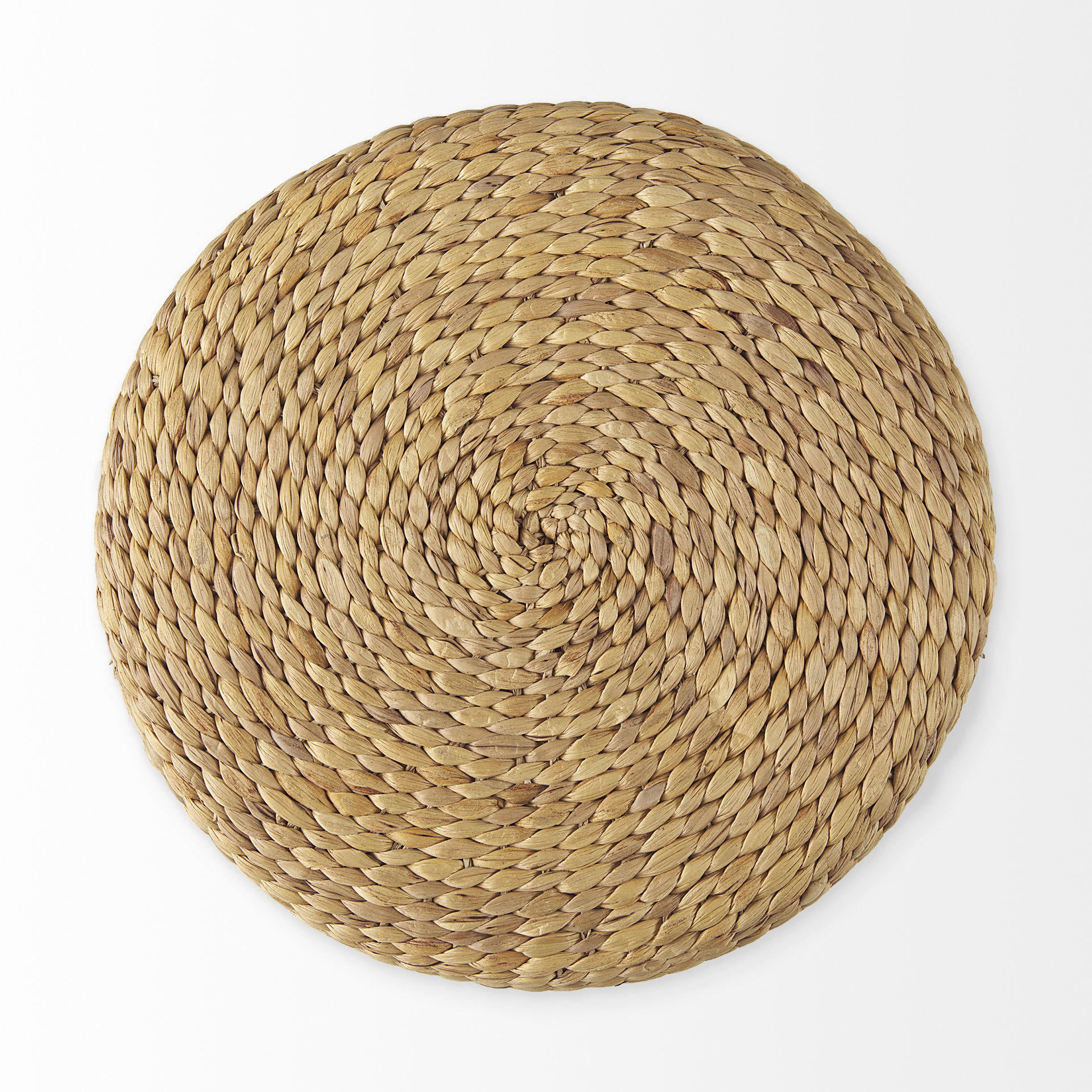 Maya  Light Brown with Medium Brown Stripes Seagrass Round Pouf large image 