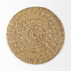 Maya  Light Brown with Medium Brown Stripes Seagrass Round Pouf thumbnail 2