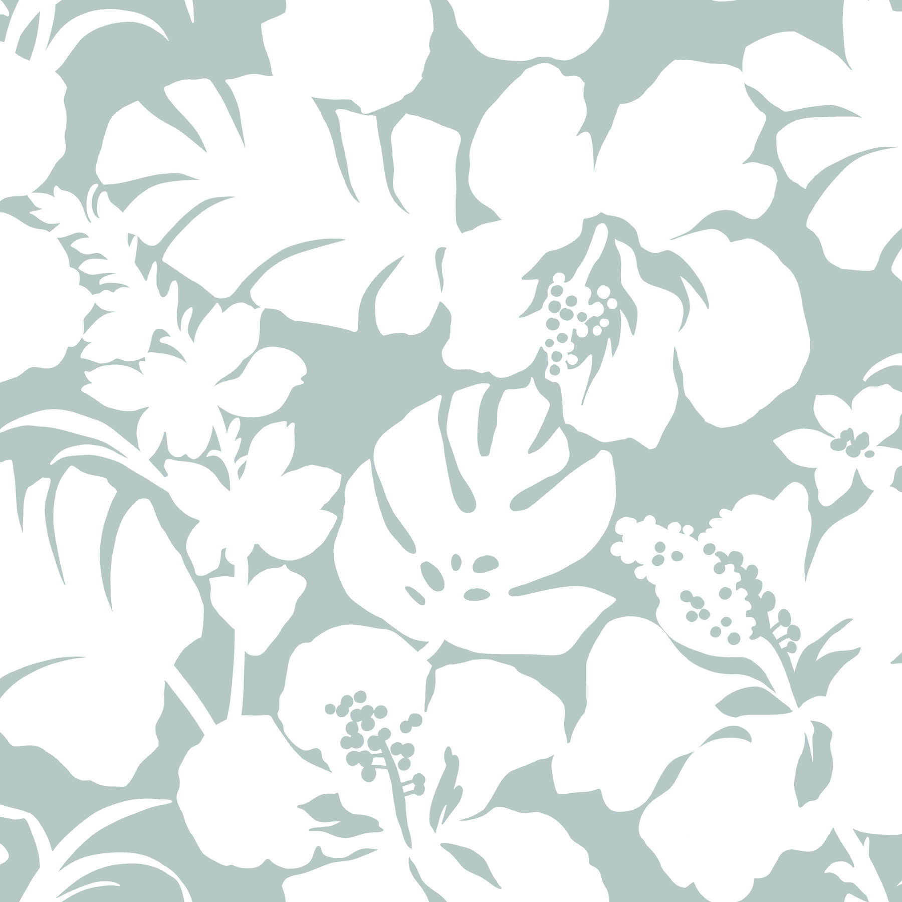 Hibiscus Arboretum Light Grey Wallpaper, by York Wall, 33' length x 1'8.5" width x 0.02" depth View 1