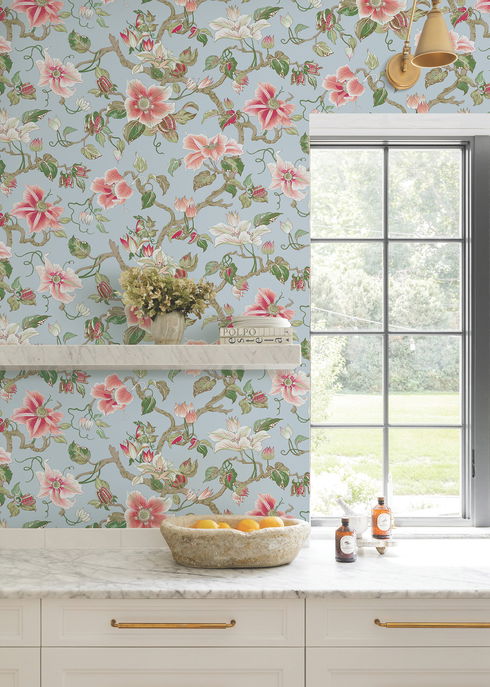 Marguerite Vine Blue Wallpaper