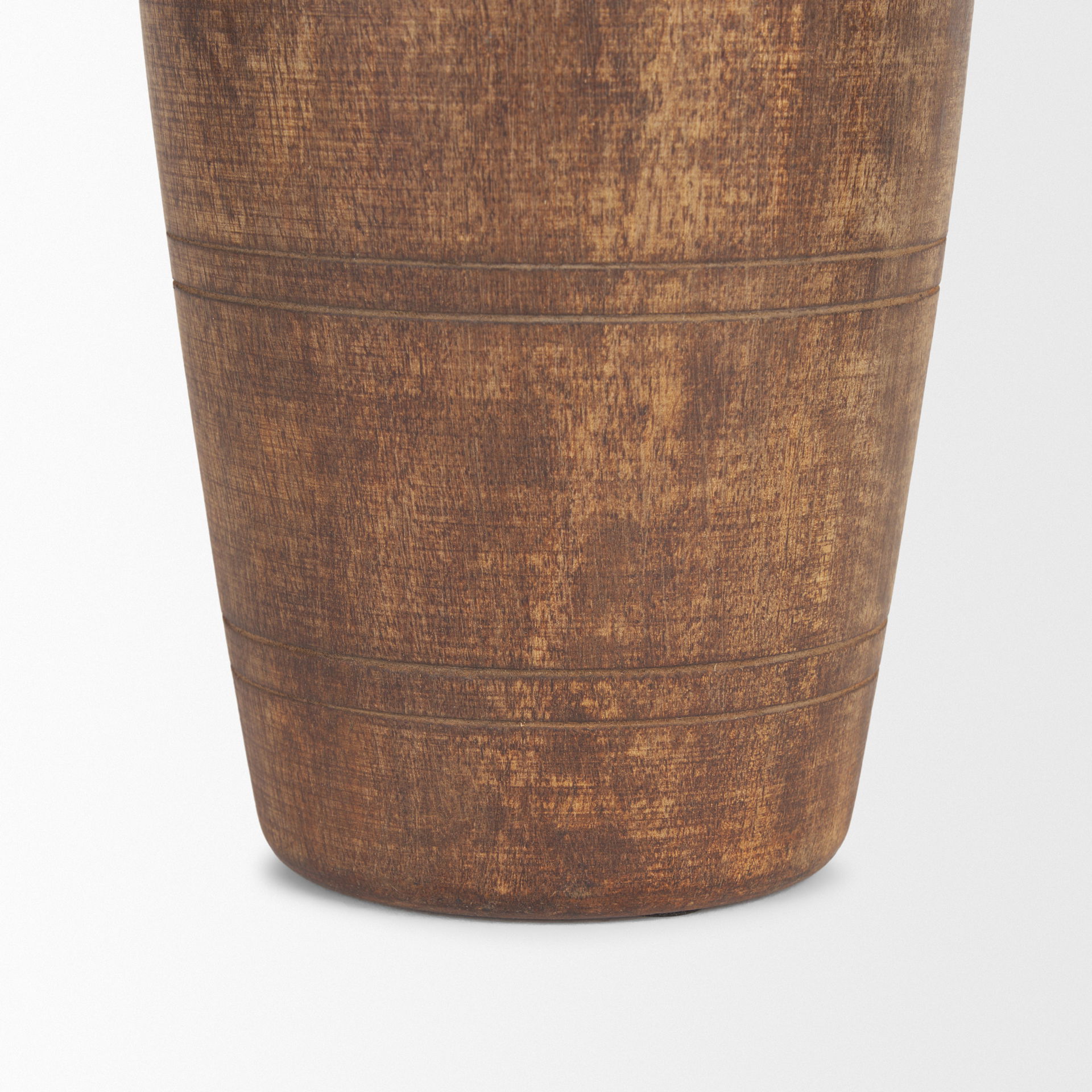 Porta Large Medium Brown Reclaimed Wooden Pot, Vase by Mercana, 5.5" length x 5.5" width x 11" height View 6