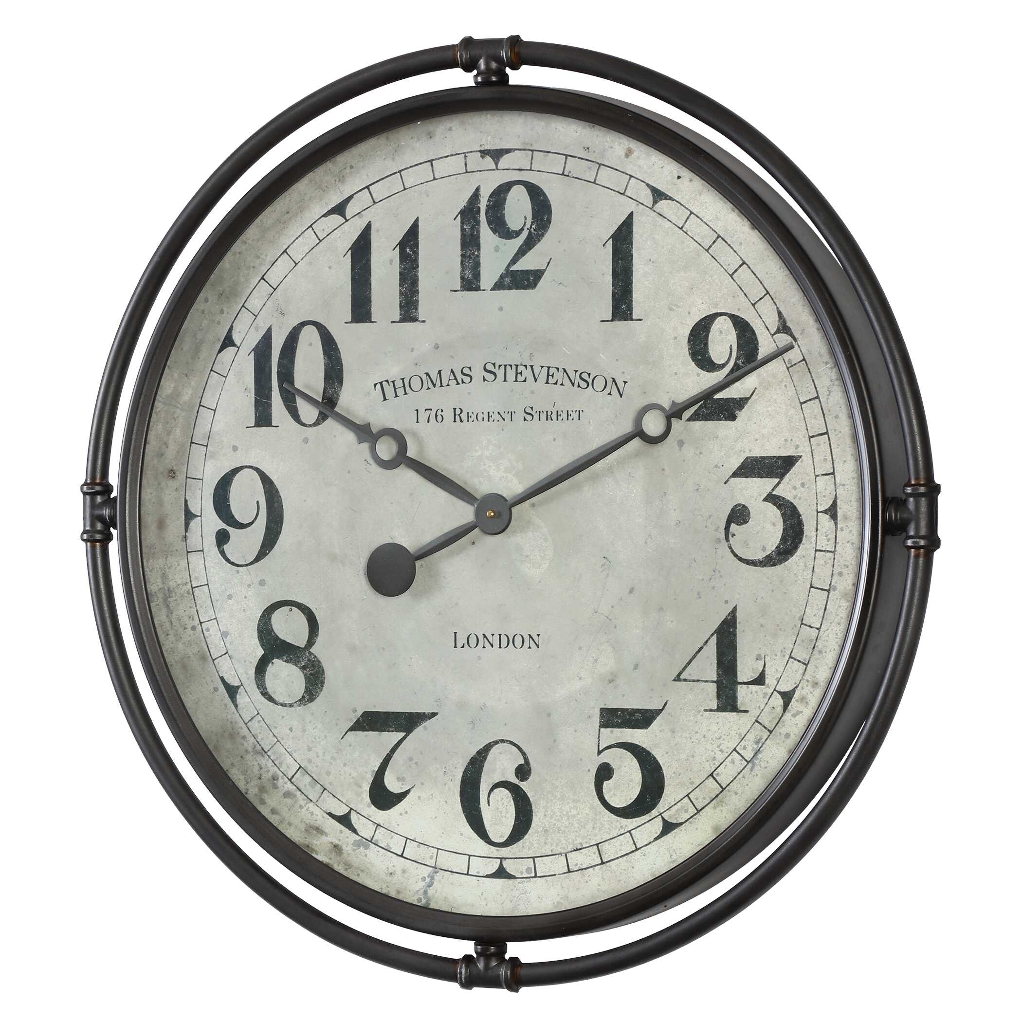Nakul Industrial Wall Clock, by Uttermost, 29.5" width x 29.5" height x 2.5" depth View 3