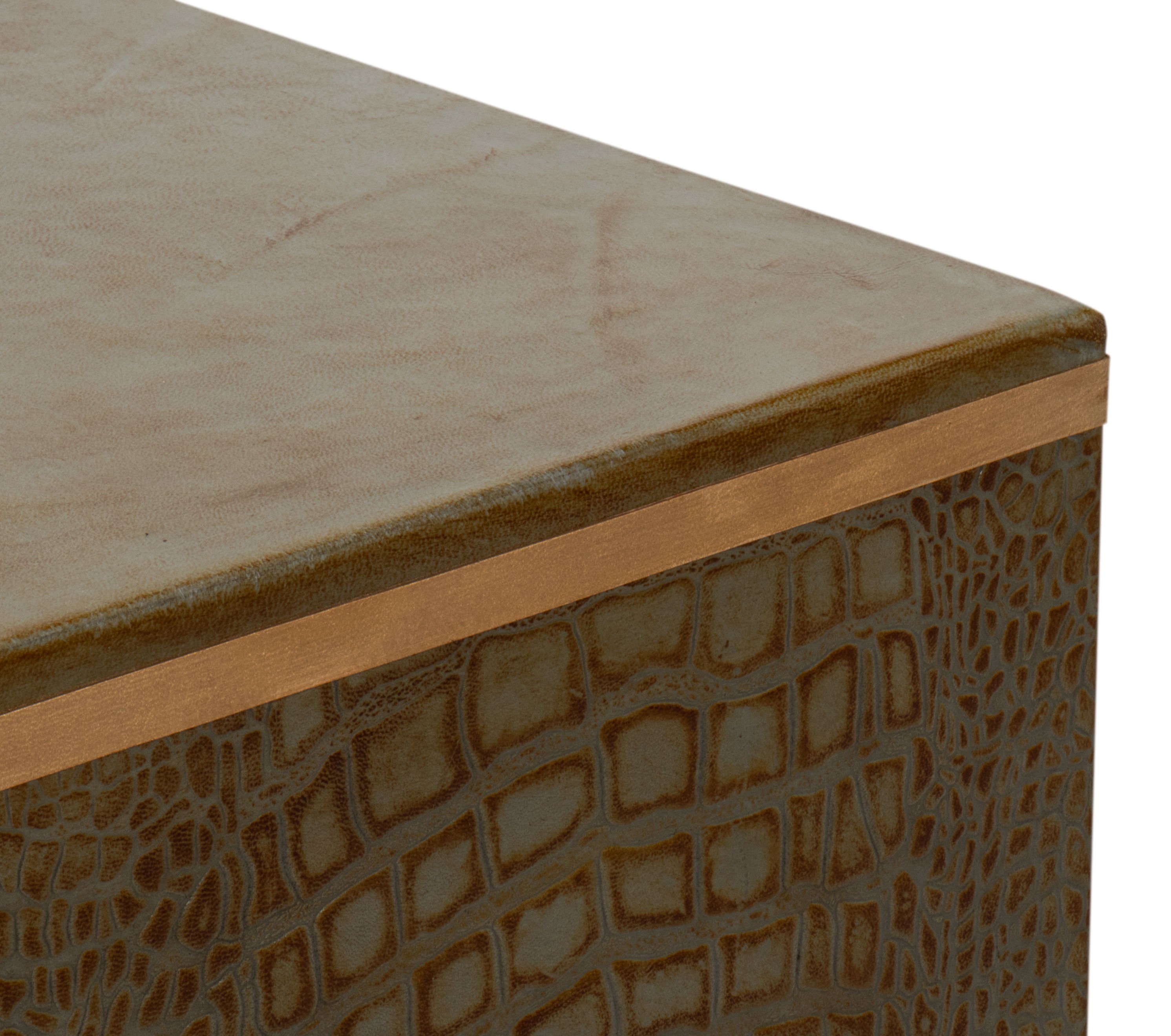 Croco Embossed Leather Stool  Ant. Green large image 