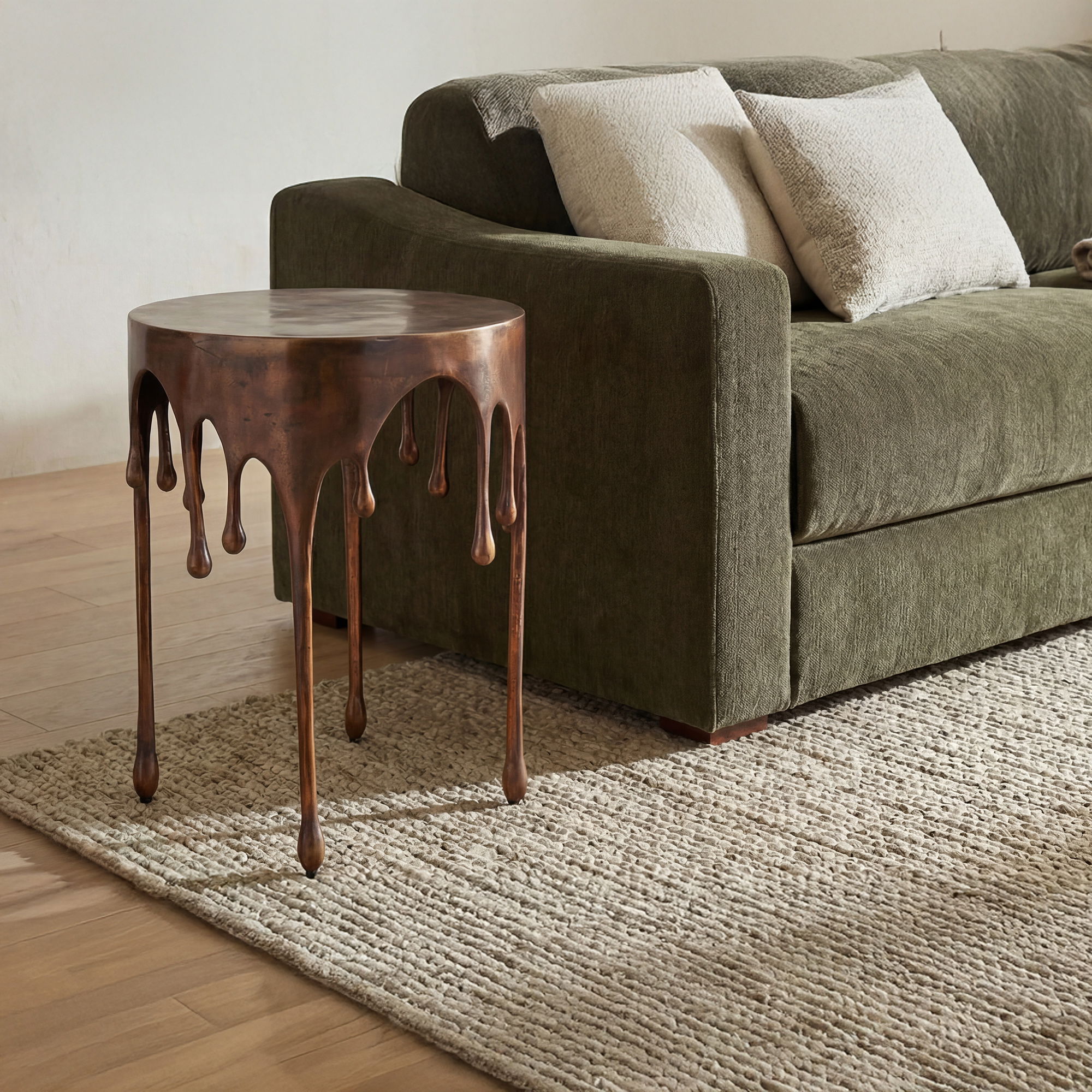 Copperworks Accent Table Antique Copper, Side & End Table by Moe's Home, 17" width x 22" height x 17" depth View 4