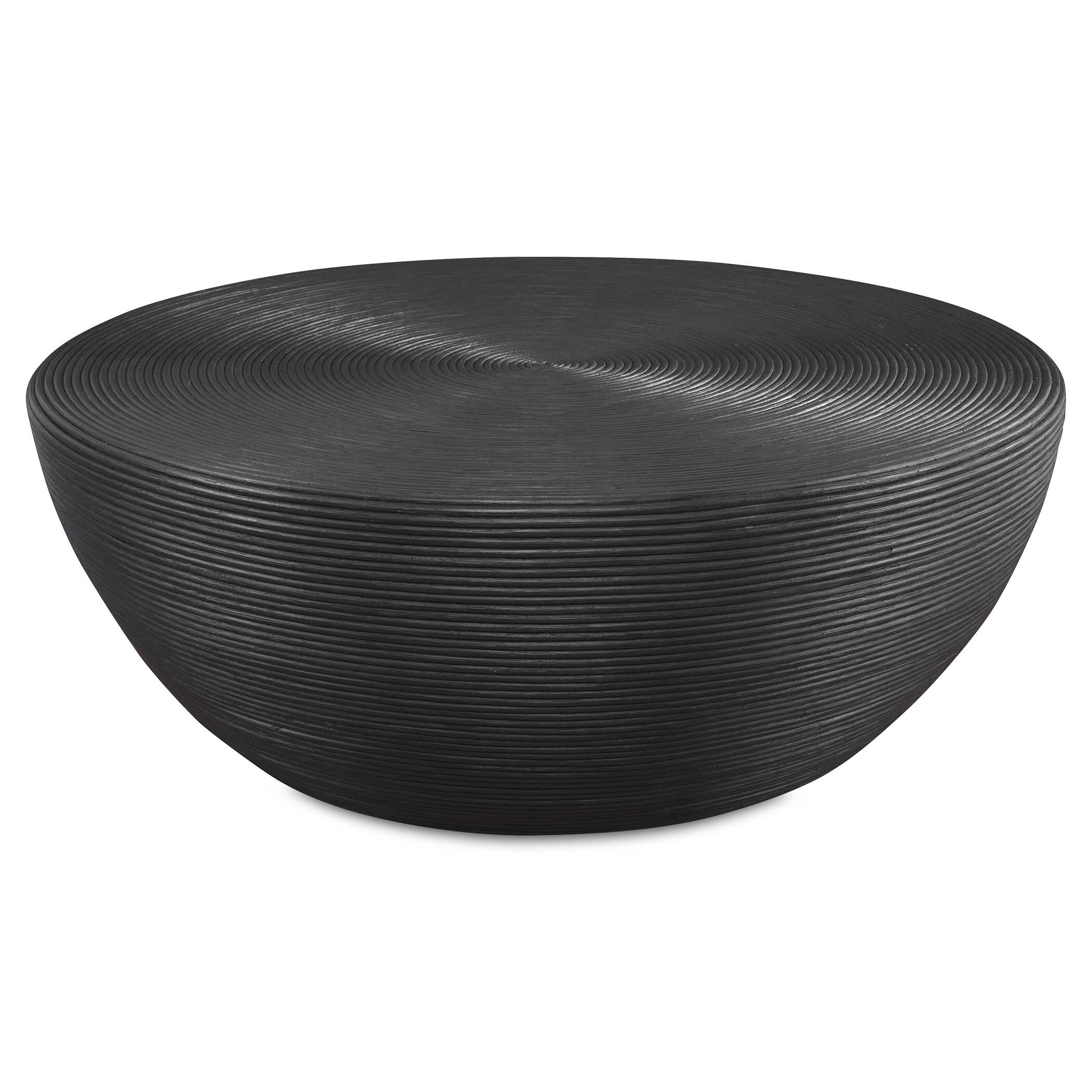 Bongo Black Rattan Coffee Table, Furniture by Uttermost, 43.75" width x 16.25" height x 43.75" depth View 1
