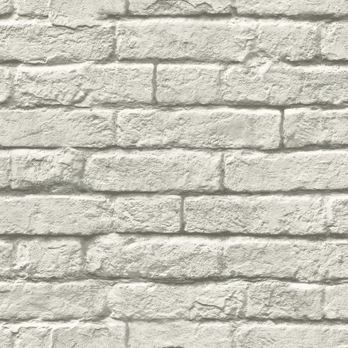 Brick & Mortar Grey & White Wallpaper