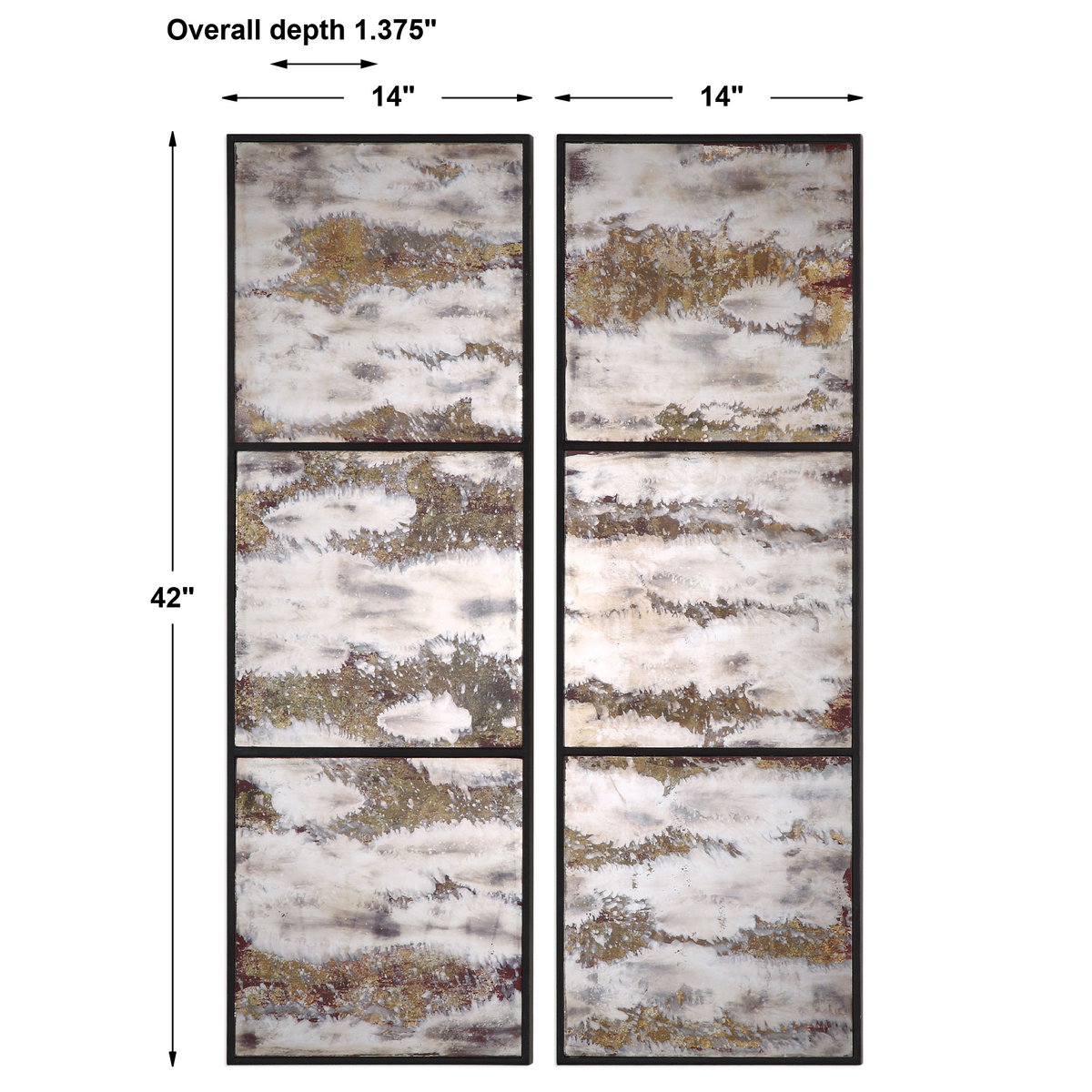 Rahila Antiqued Mirror Set Of 2, by Uttermost, 1'2" width x 3'6" height x 1.37" depth View 3