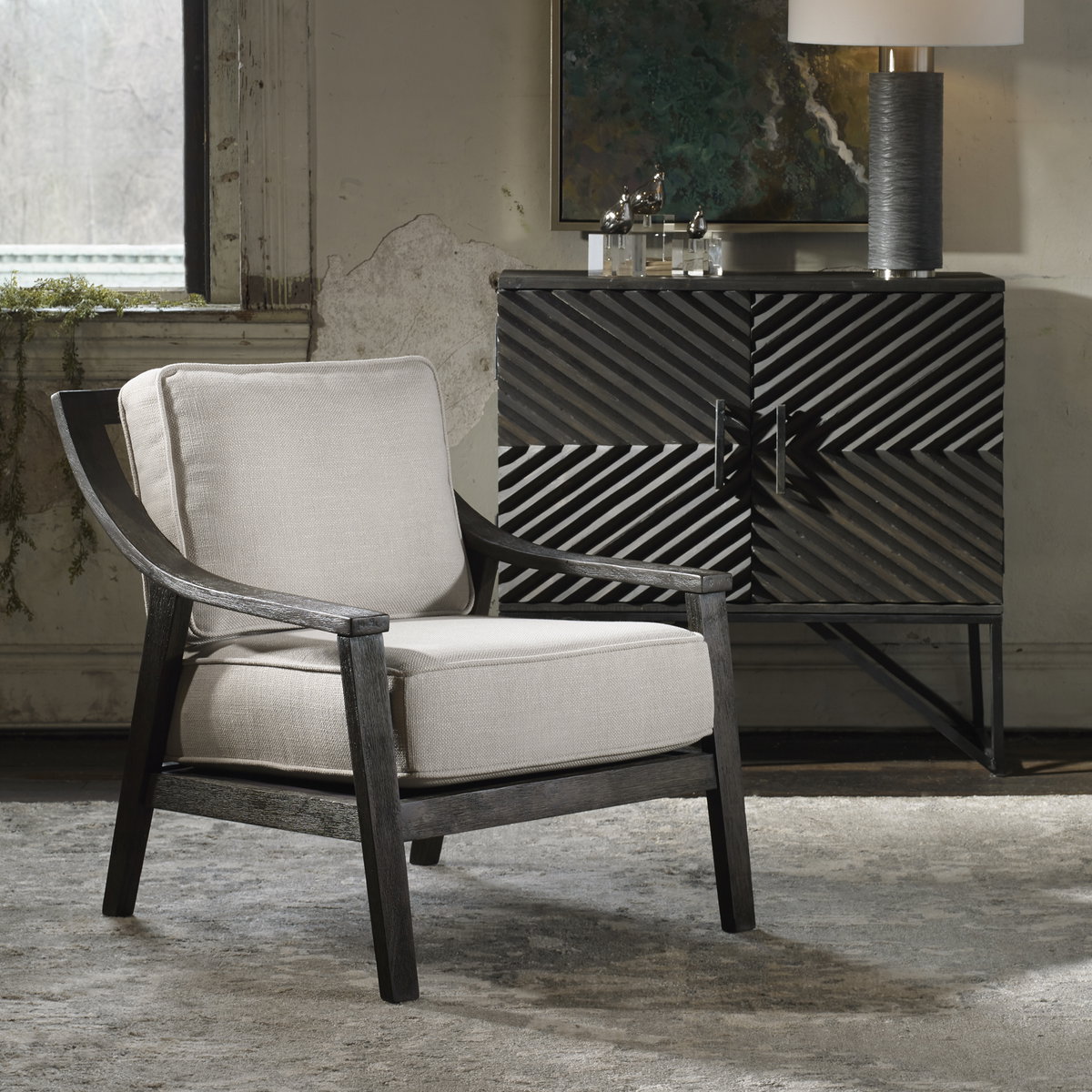 Lyle Beige Accent Chair, by Uttermost, 27.75" width x 32" height x 32" depth View 2