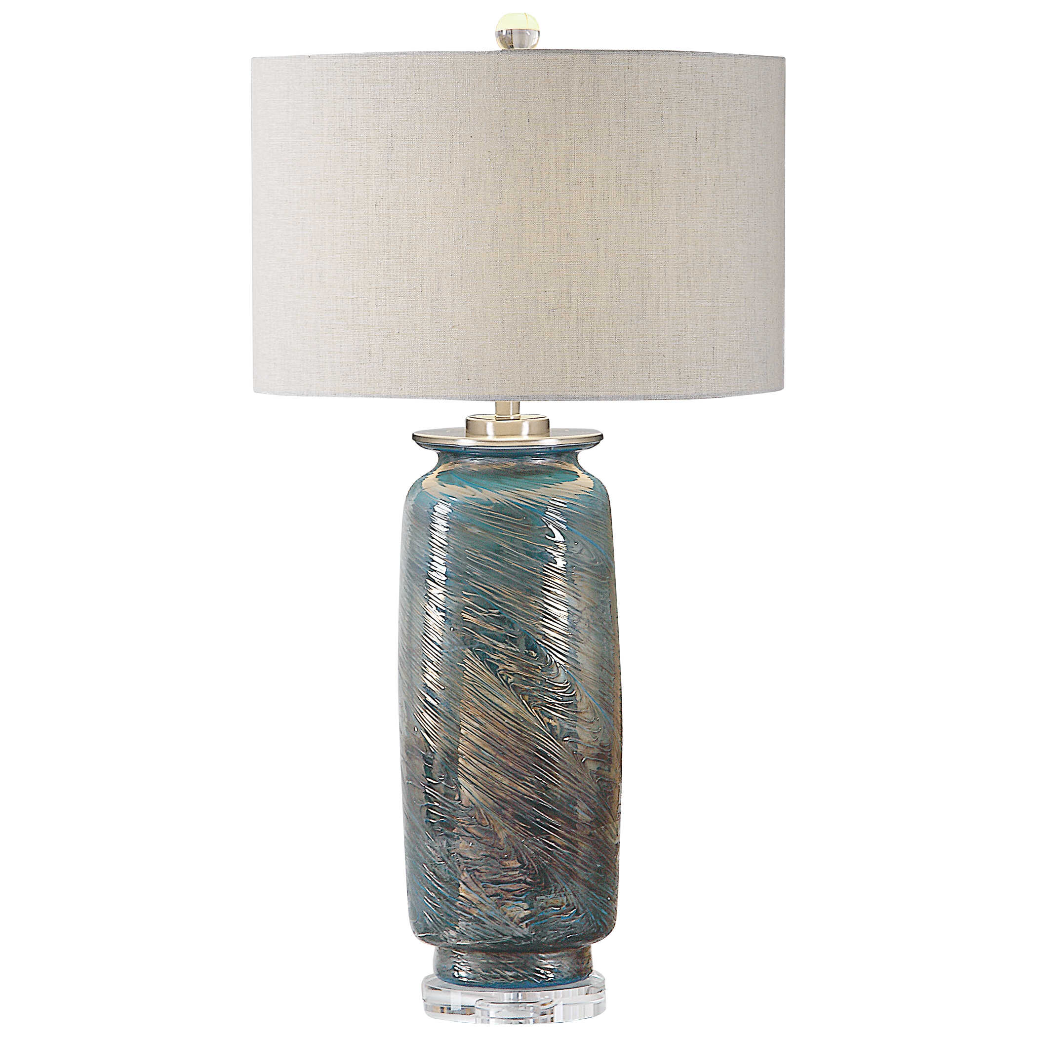 Olesya Swirl Glass Table Lamp, by Uttermost, 16" width x 30.25" height x 16" depth View 1