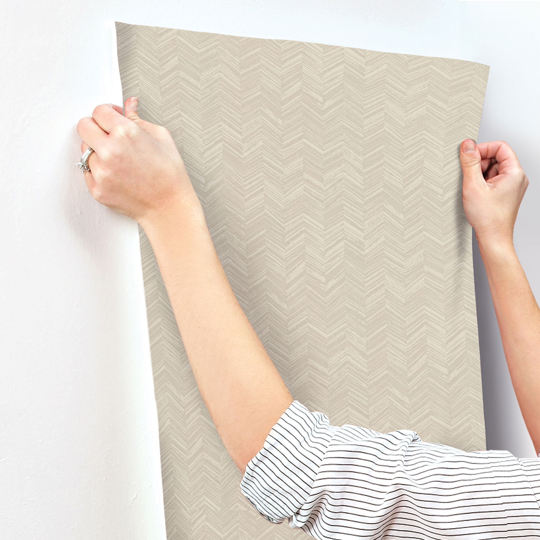 Raised Chevron Beige Wallpaper large image 