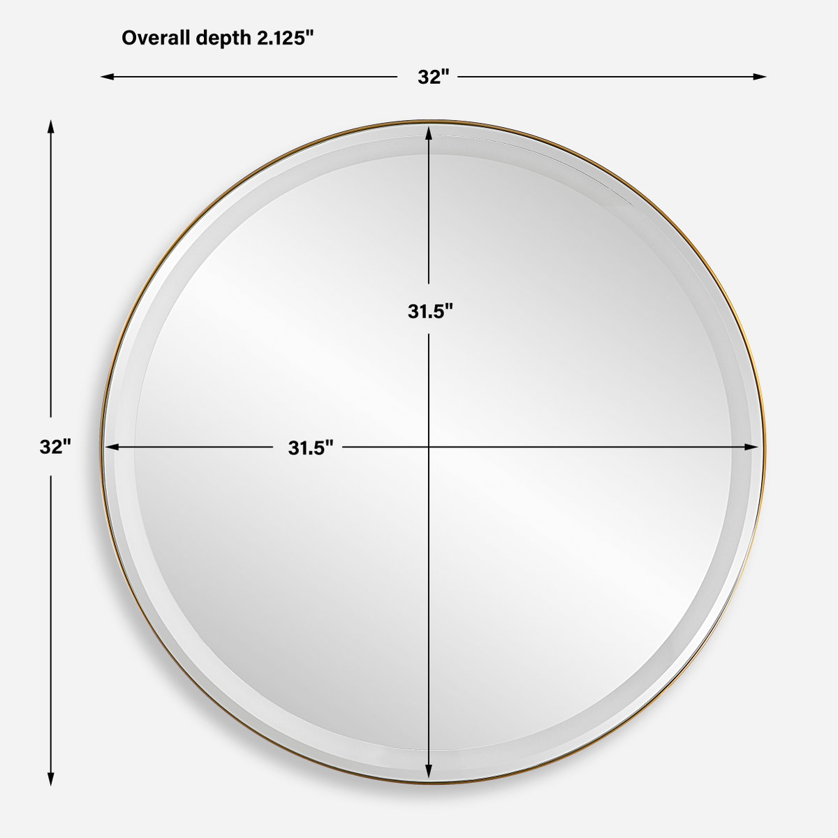 Crofton Lighted Brass Round Mirror, by Uttermost, 2'8" width x 2'8" height x 2.12" depth View 3