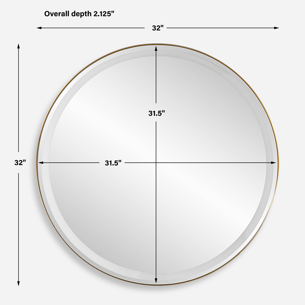 Crofton Lighted Brass Round Mirror, by Uttermost, 32" width x 32" height x 2.12" depth View 3