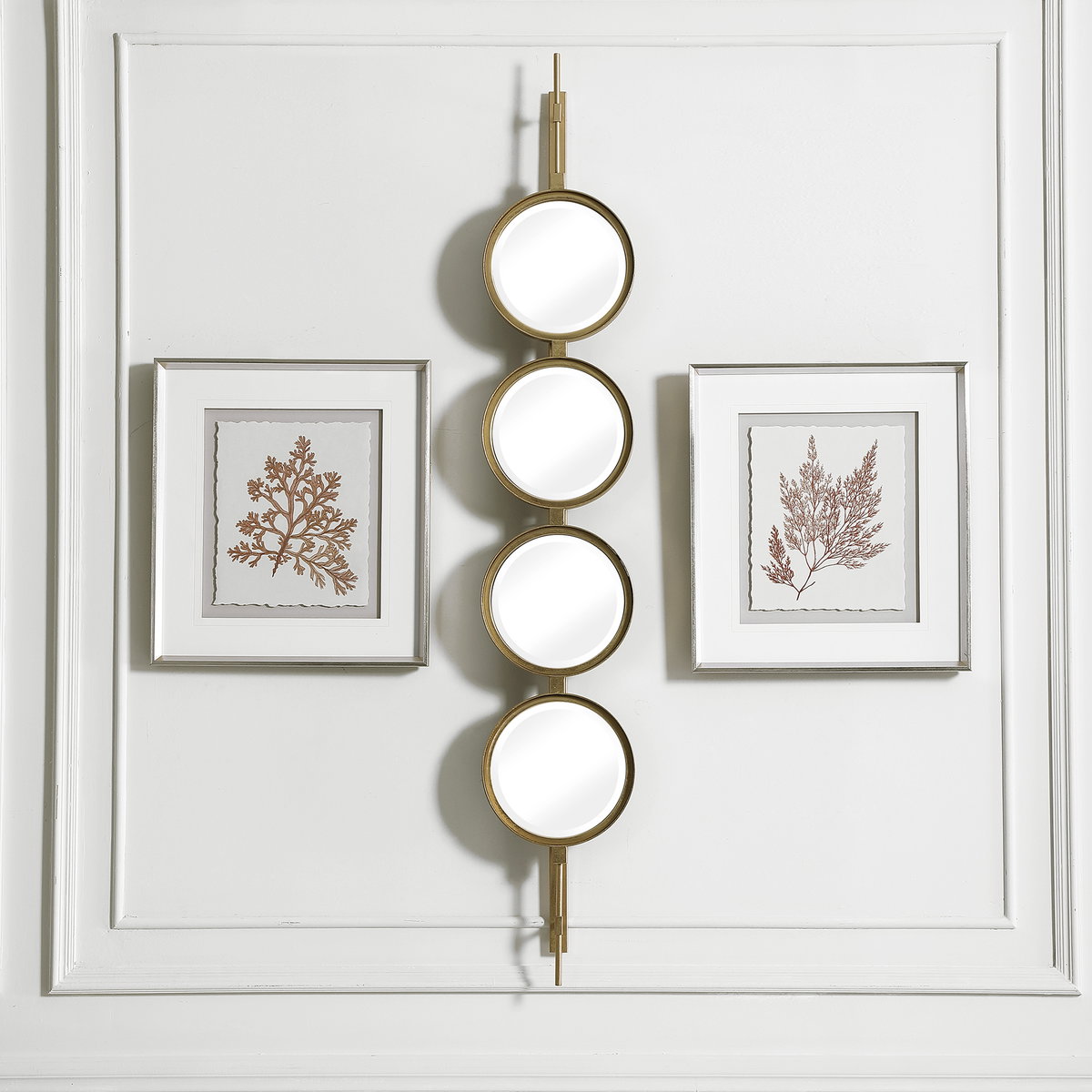 Button Gold Mirror, by Uttermost, 9.87" width x 4'11.87" height x 3.12" depth View 2