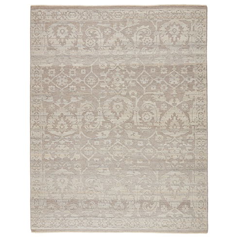 Damask Hand-Knotted Wool Taupe Area Rug