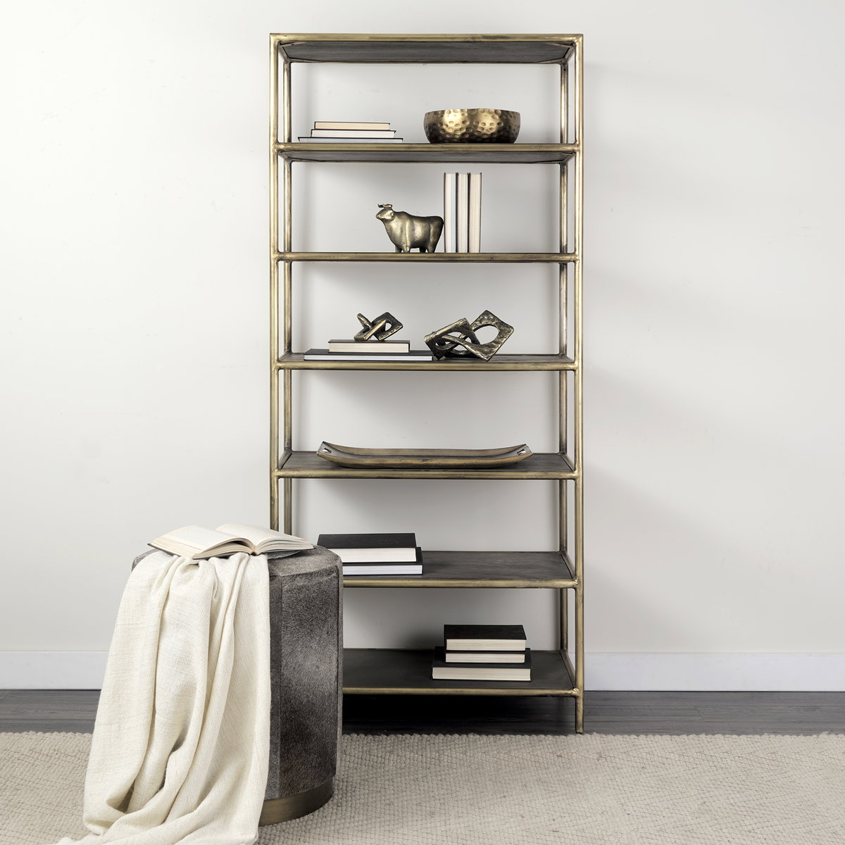 Karmel 12L x 12W Gold Hammered Aluminum Bowl, Decorative Bowl by Mercana, 11.42" length x 11.42" width x 3.94" height View 2