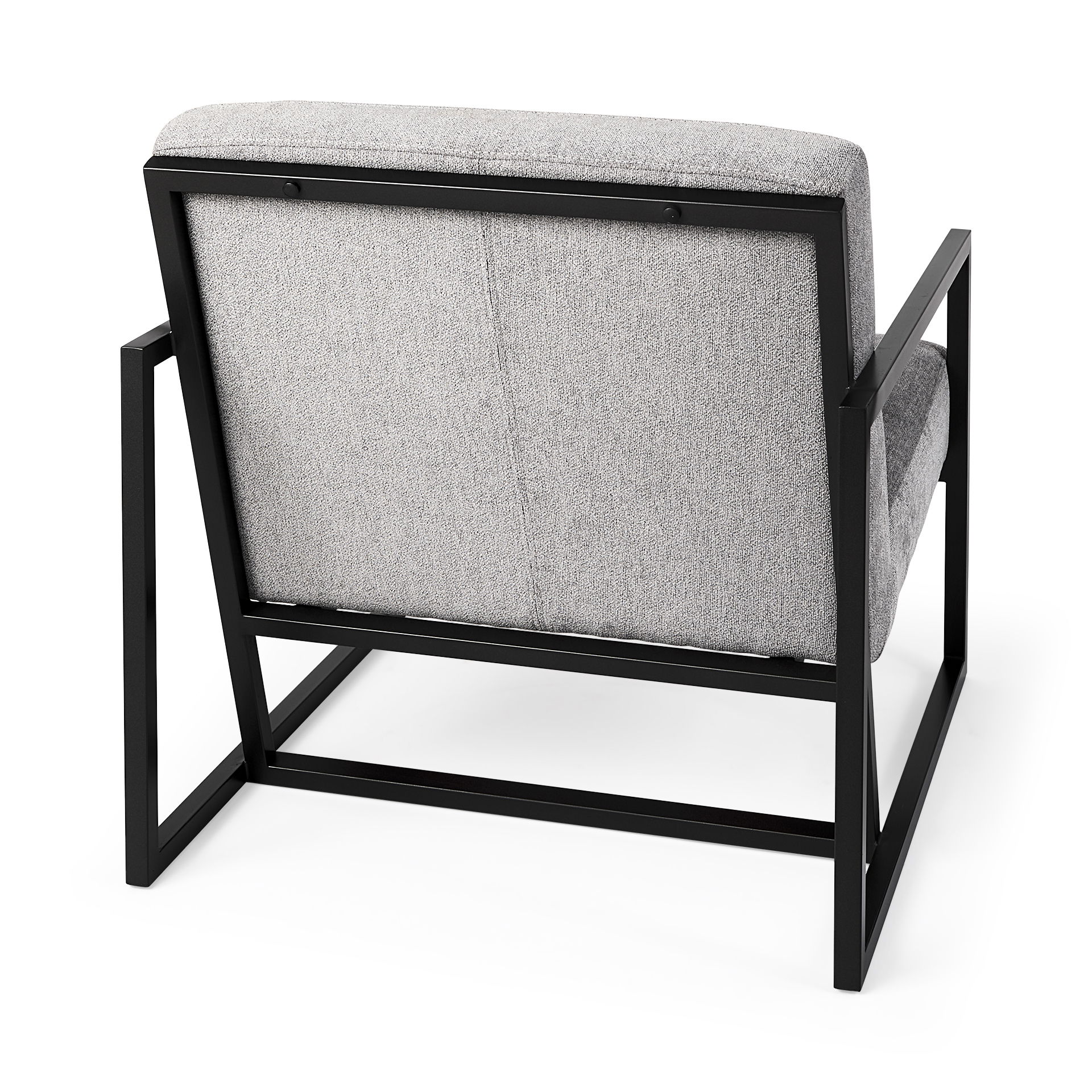 Armelle Gray Fabric Seat with Black Metal Frame Accent Chair, by Mercana, 28.35" length x 33.07" width x 29.92" height View 6
