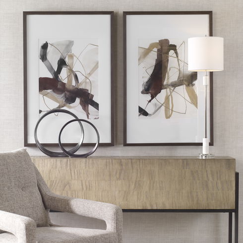 Burgundy Interjection Abstract Prints, Set/2