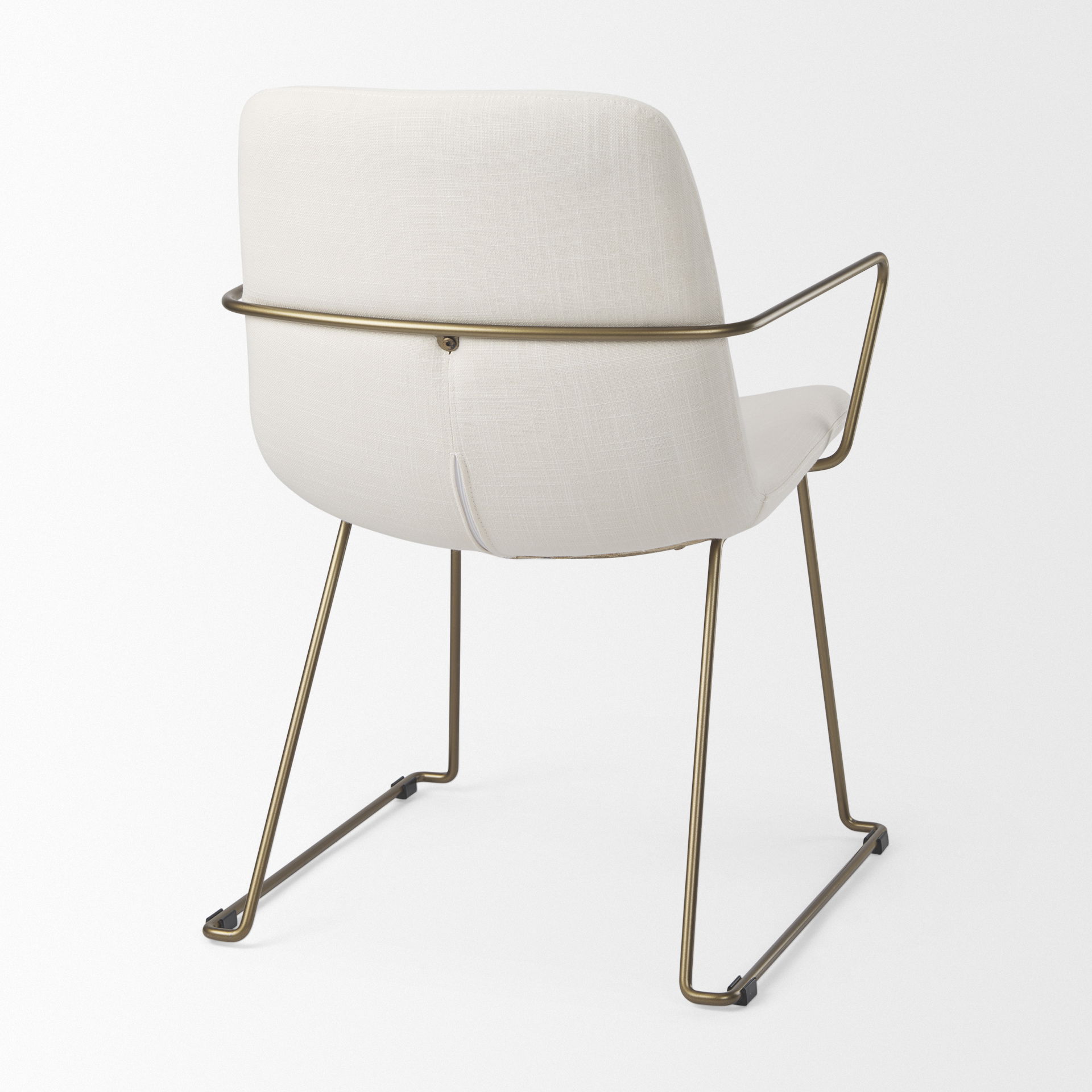 Sawyer Cream Fabric Wrap Gold Metal Frame Dining Chair, by Mercana, 22.44" length x 24.8" width x 34.65" height View 6