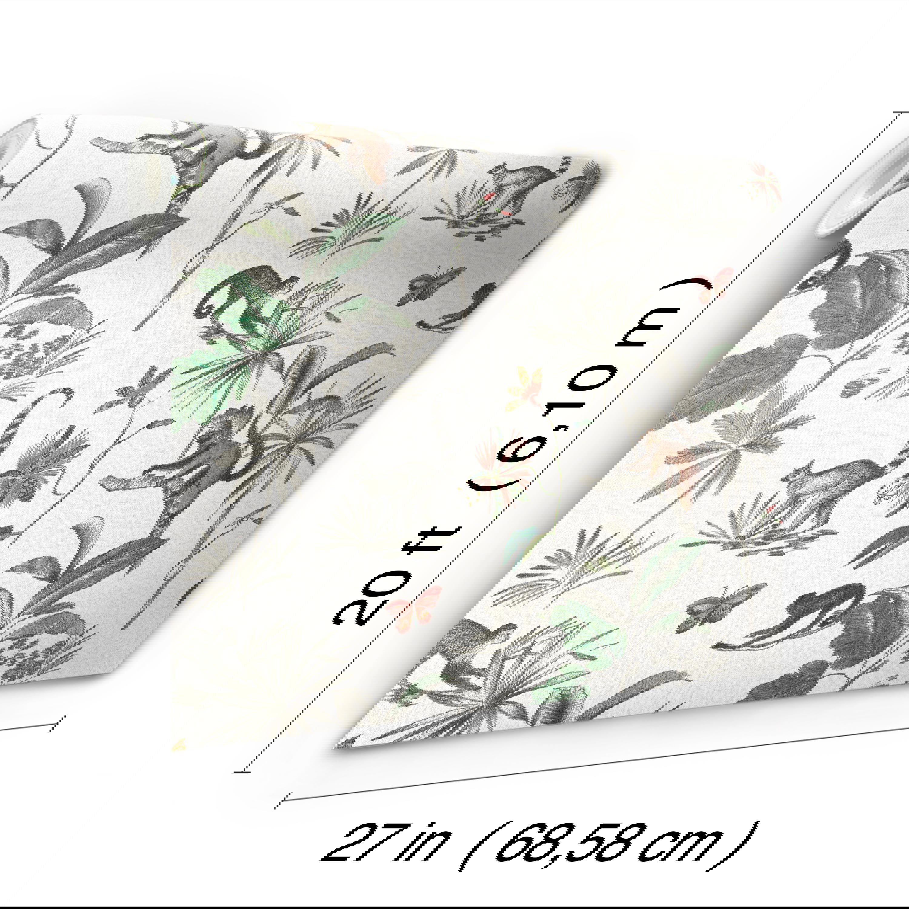 Botanicals & Lemurs White & Green Peel & Stick Wallpaper large image 