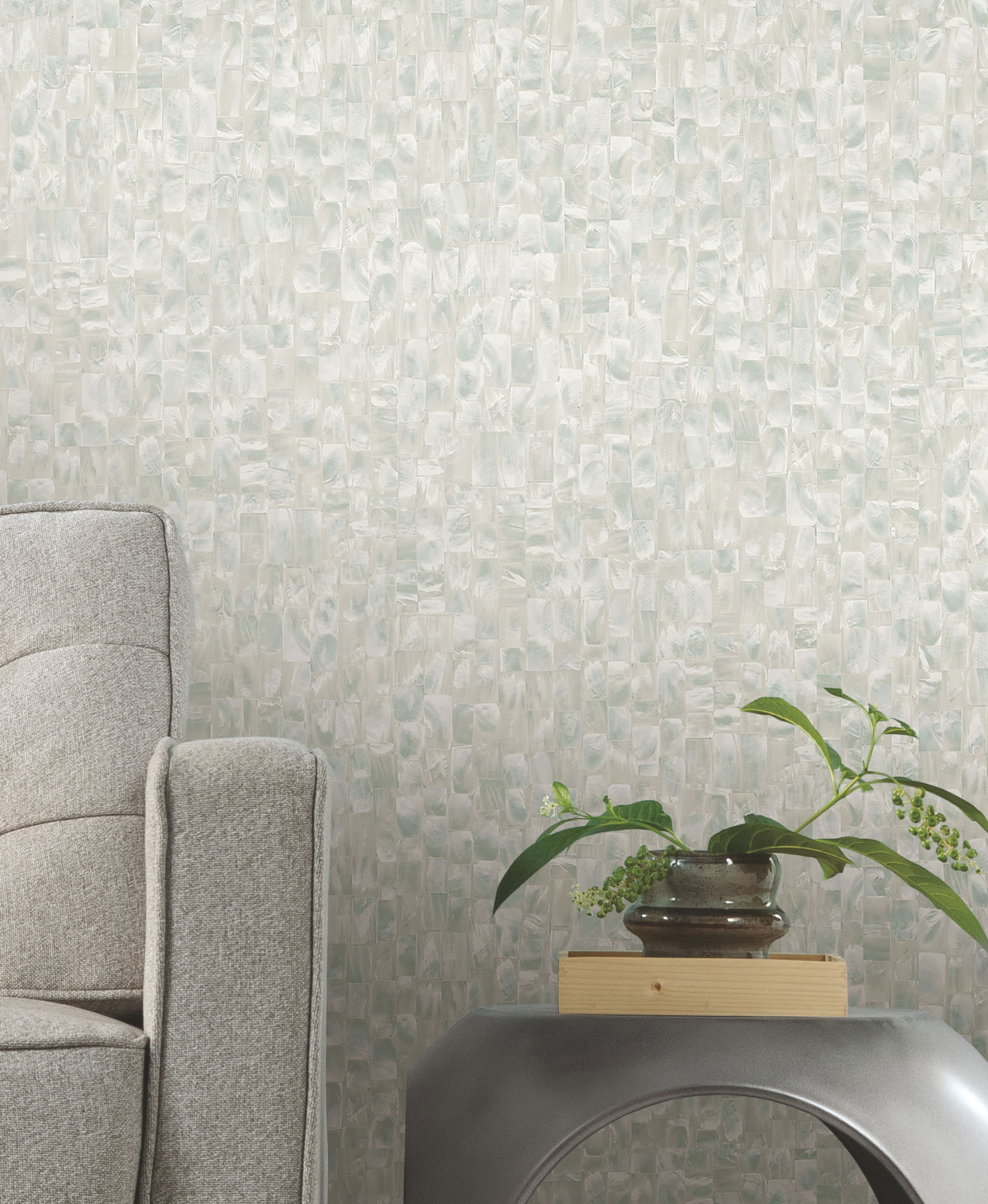 Mother of Pearl Blue & Green Peel & Stick Wallpaper large image 
