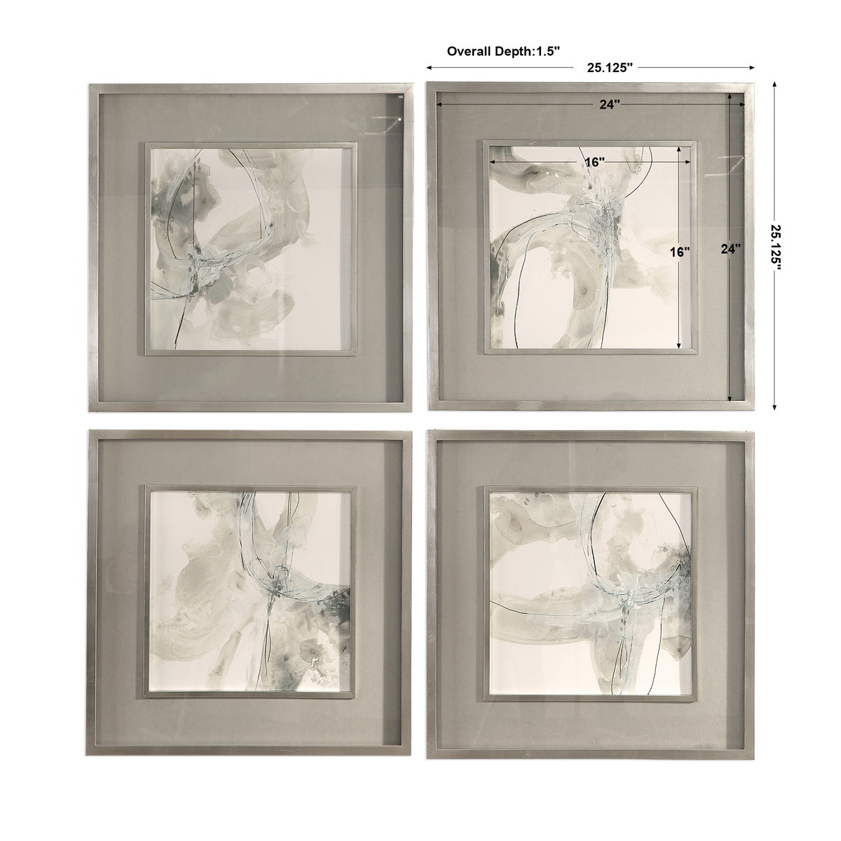 Divination Abstract Art Set/4, by Uttermost, 25.12" width x 25.12" height x 1.5" depth View 3