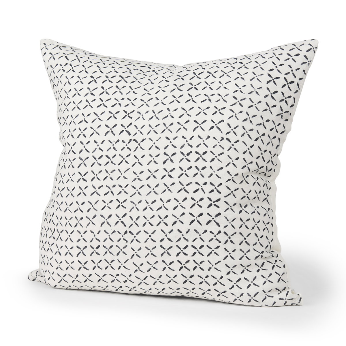Jayden 22x22 Cream with Black Print Linen Square Pillow Cover, Decorative Pillow by Mercana, 22" length x 22" width x 0.2" height View 1