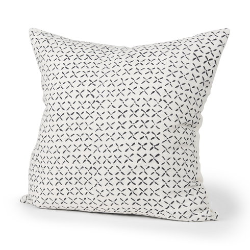 Jayden 22x22 Cream with Black Print Linen Square Pillow Cover