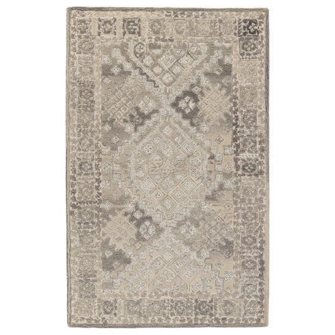 Handmade Tufted Wool Area Rug in Gray/Cream