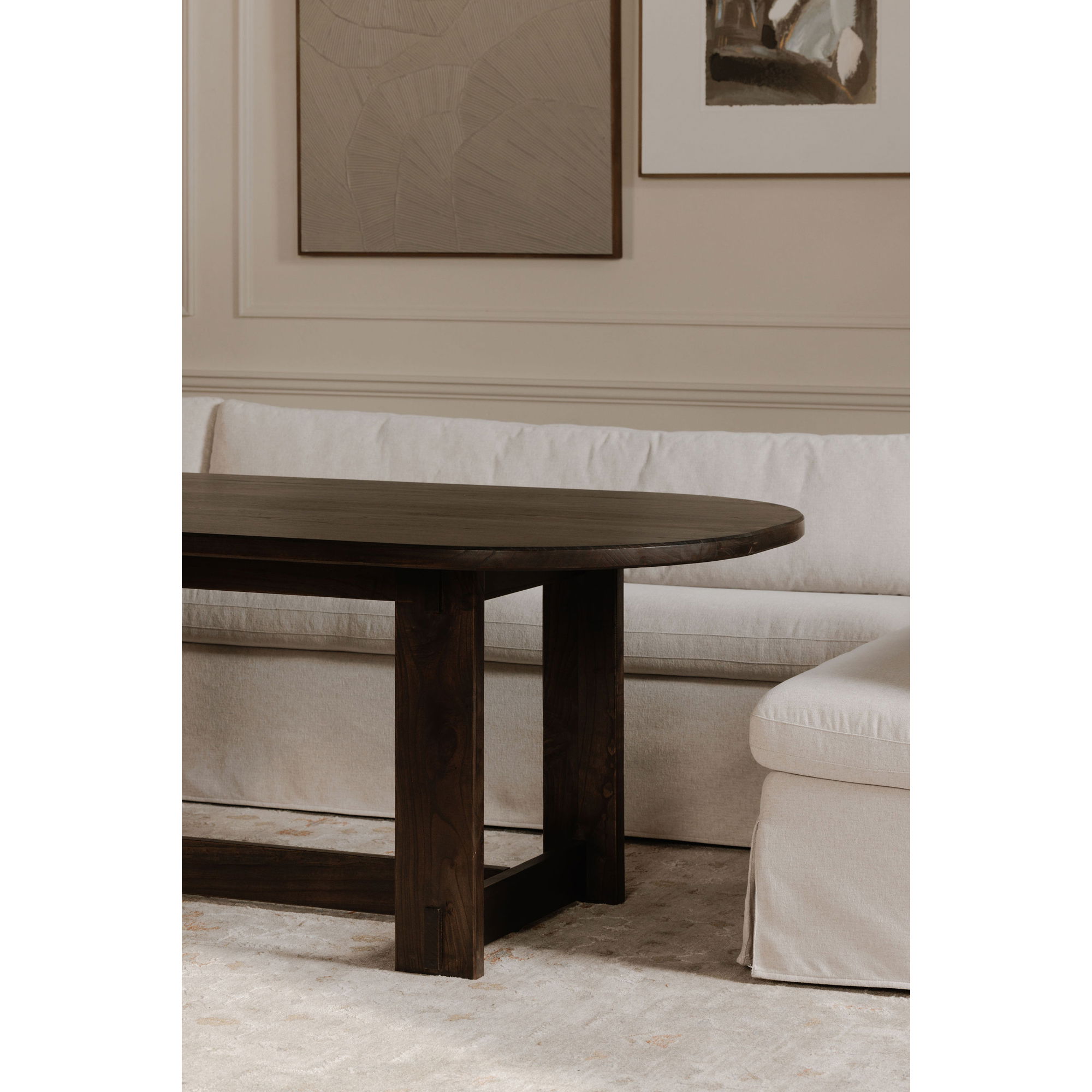Fable Slipcover Dining Banquette L-shape Beige 139.5in large image 
