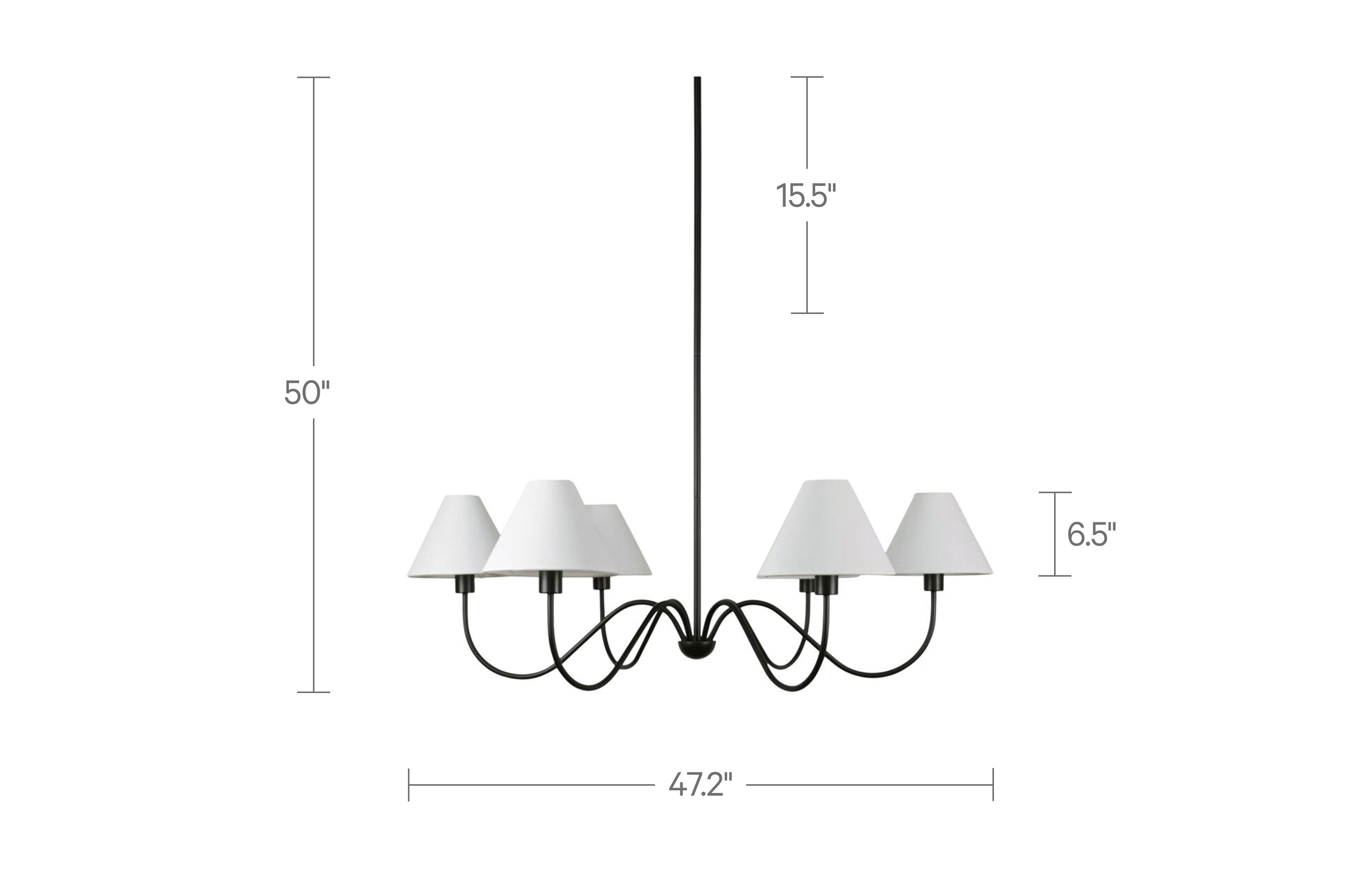 Whitney Chandelier Blackened Bronze, Pendant by Moe's Home, 47.25" width x 50" height x 47.25" depth View 6