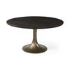 McLeod II 54 L x 54 W x 28.75 H Round Brown Solid Wood Top Gold Metal Base Dining Table, by Mercana, 54" length x 54" width x 28.75" height thumbnail 1
