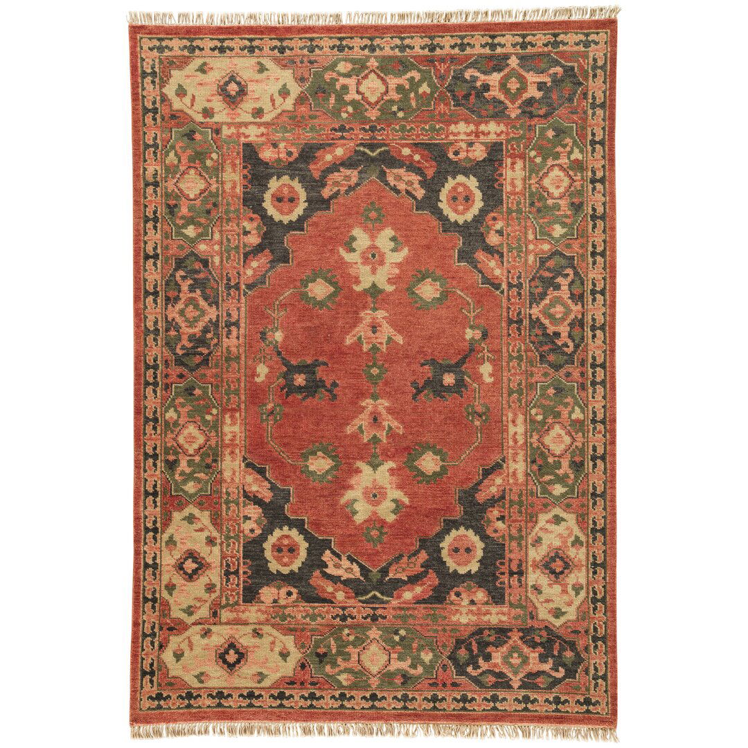 Village by Artemis Azra Hand-Knotted Salmon/Black Area Rug large image 