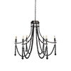 Selma Black Wood Bead and Metal Chandelier, by Mercana, 37.8" length x 33.27" width x 96.85" height thumbnail 1