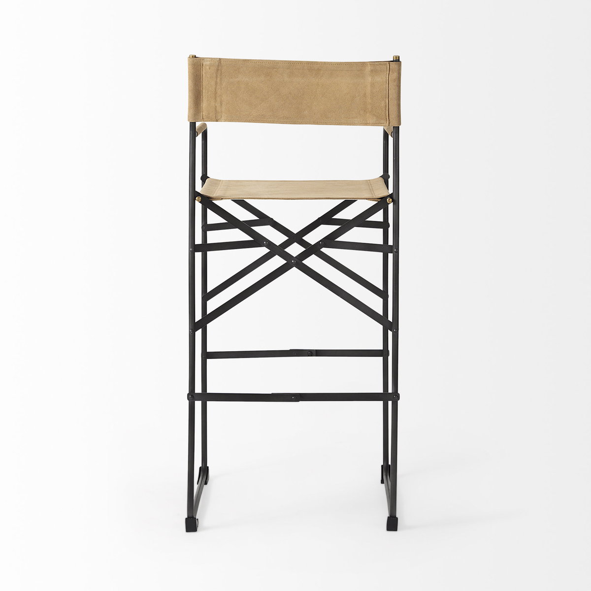 Direttore Backless 44.1in Seat Bar Stool | Brown Leather with Black Iron, Counter & Bar Stool by Mercana, 19.29" length x 20" width x 44.1" height View 5