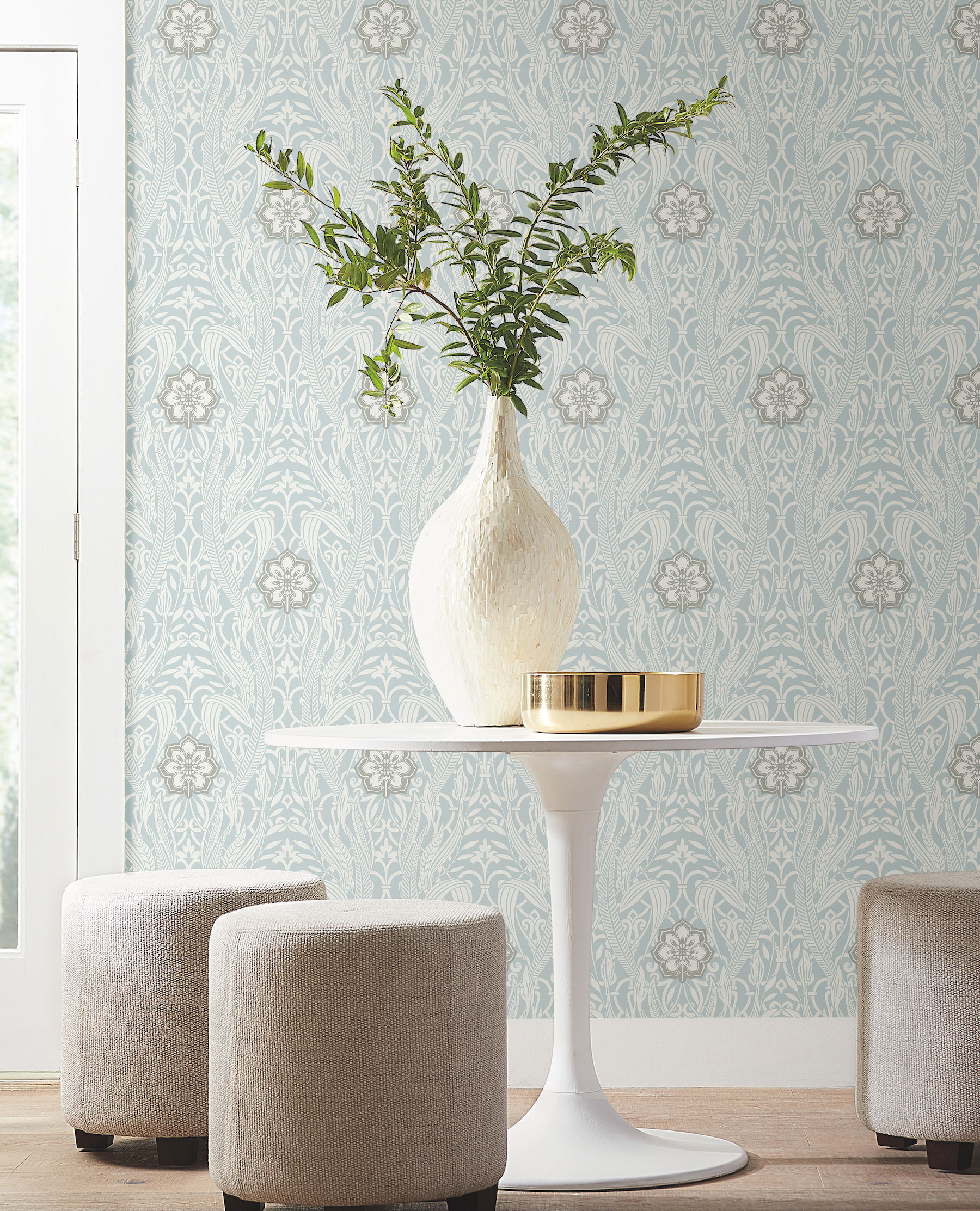 Gatsby Damask Blue Wallpaper large image 