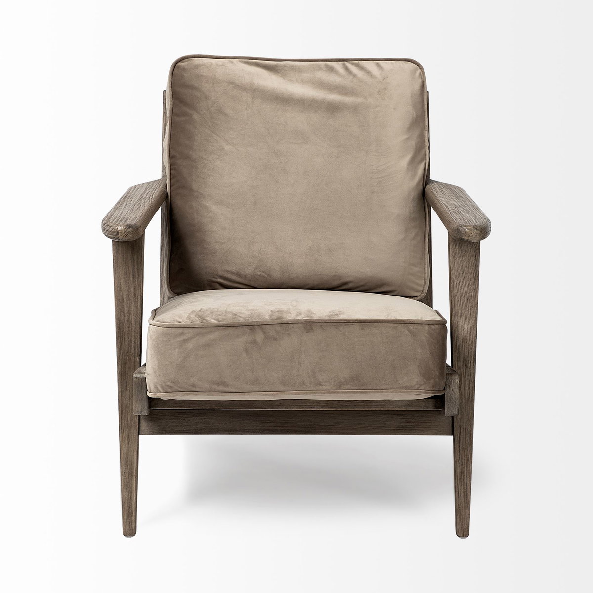 Olympus II Brown Velvet Covered Wooden Frame Accent Chair, by Mercana, 28" length x 31" width x 32" height View 3