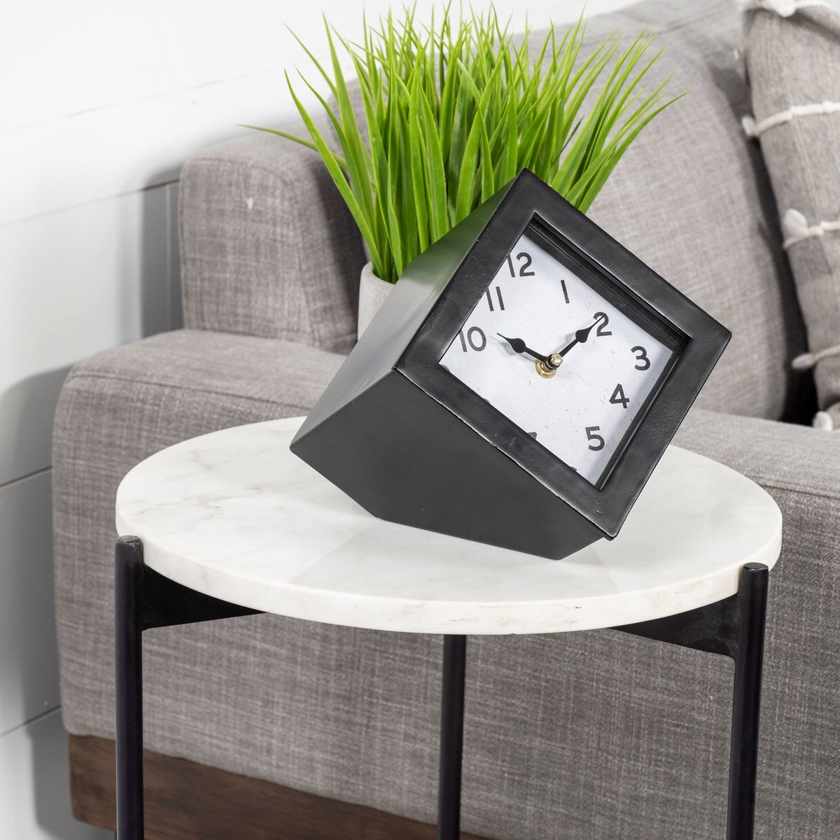Ralph II Black Metal Cube Table Clock, by Mercana, 8.75" length x 10.25" width x 8.25" height View 4
