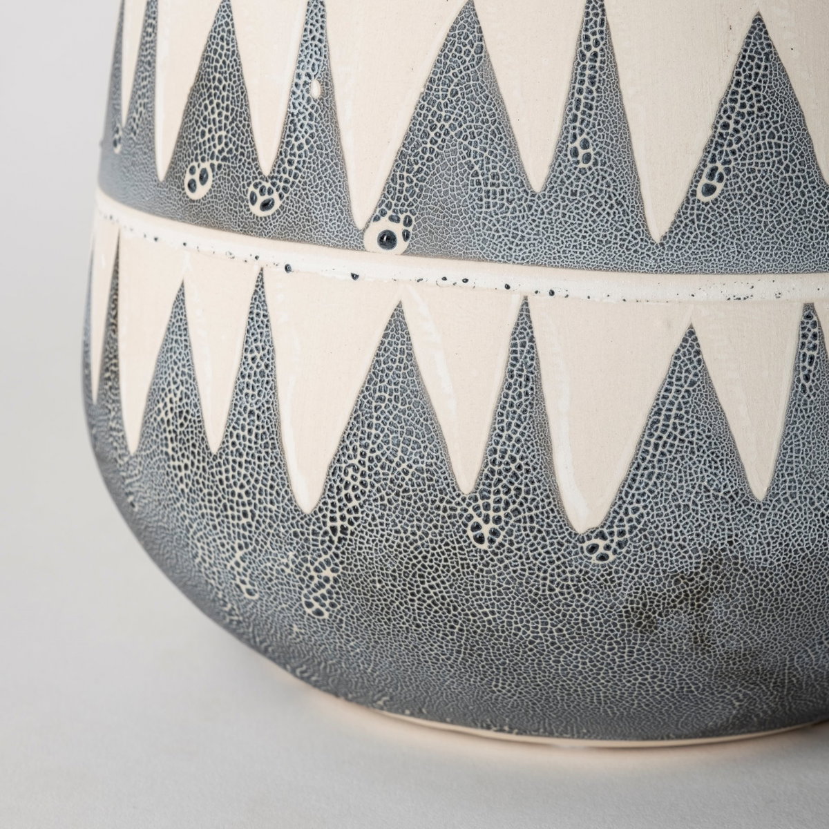 Delaney Large Gray Patterned Ceramic Vase, by Mercana, 6.69" length x 6.69" width x 10.04" height View 9