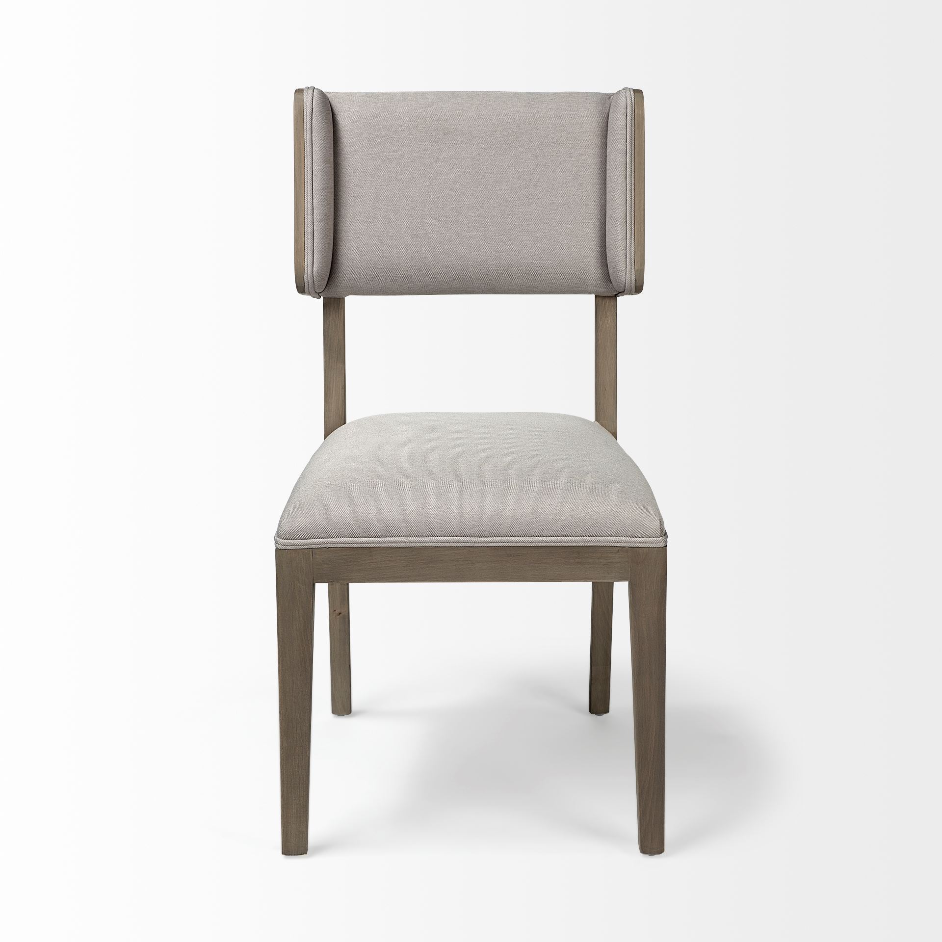 Tenton II Grey Fabric Seat Brown Wood Frame Dining Chair, by Mercana, 23.5" length x 19" width x 36.75" height View 2