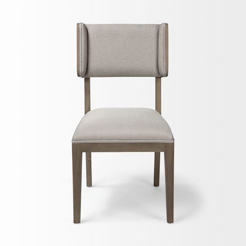 Tenton II Grey Fabric Seat Brown Wood Frame Dining Chair