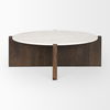 Bianca Dark Brown Wood with Marble Round Top Coffee Table, by Mercana, 48" length x 48" width x 16" height thumbnail 5