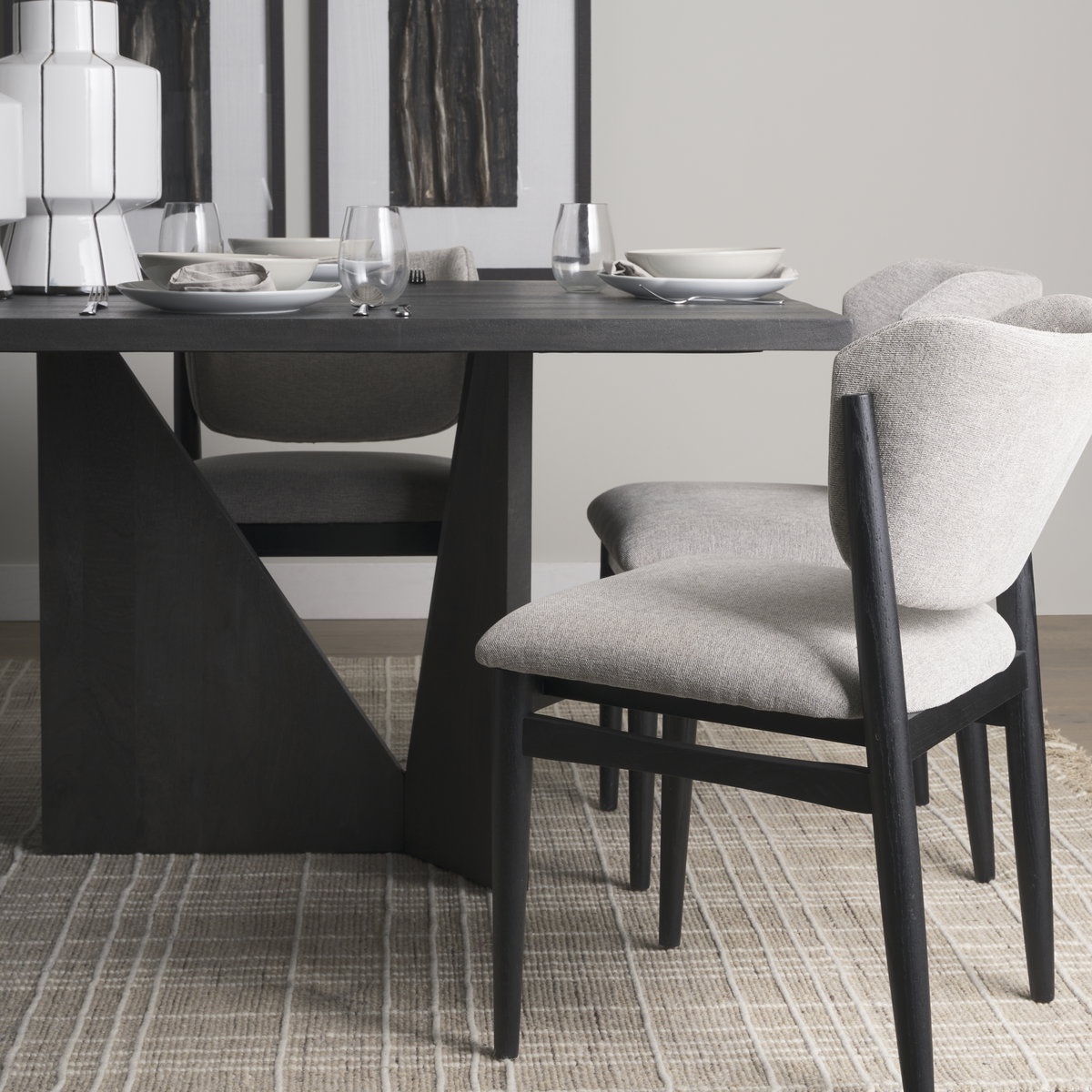 Tarro 84'L x 42'W Rectangular Dining Table | Black Wood | Seats 8, by Mercana, 84" length x 42" width x 30" height View 3