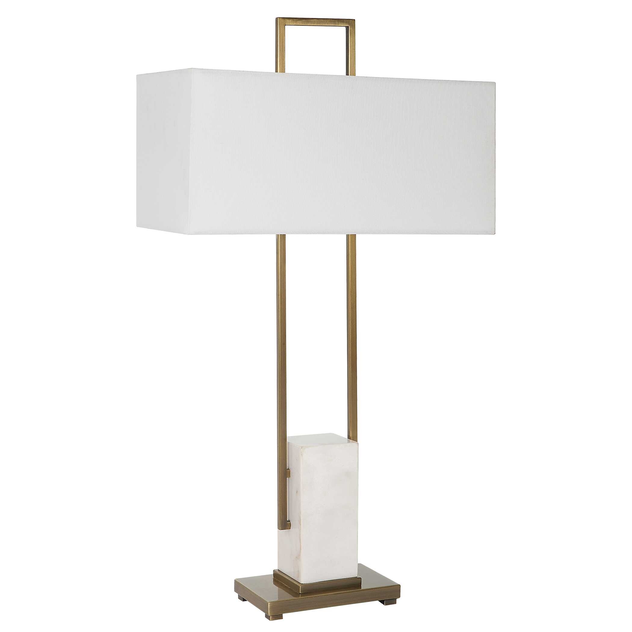 Column White Marble Table Lamp large image 
