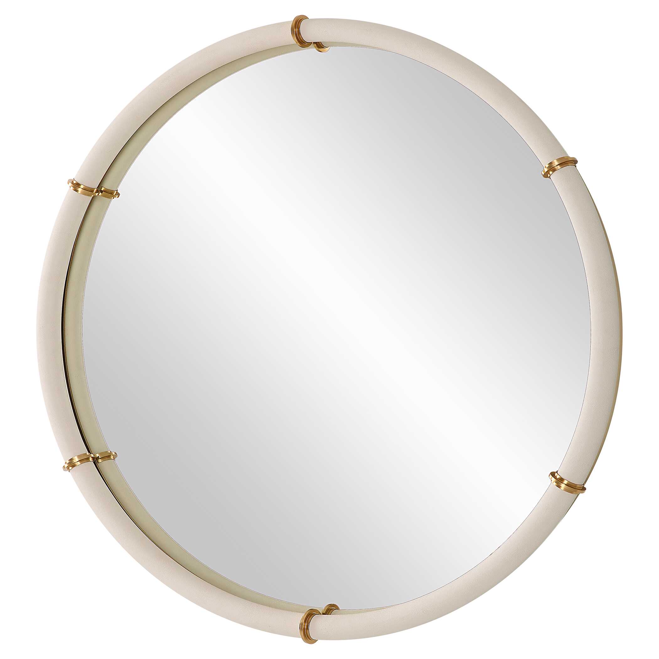 Cyprus White Round Mirror, by Uttermost, 43" width x 43" height x 2.75" depth View 5