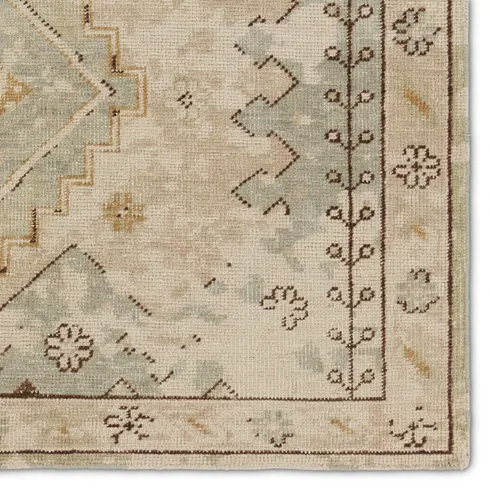 Jaipur Living Pathos KAI14 Handknotted Medallion Tan and Green Runner Rug (2