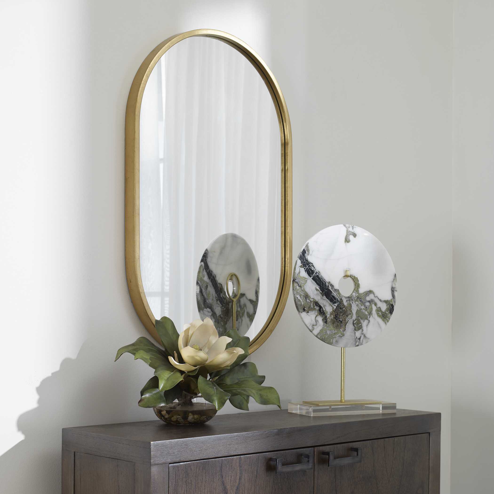 Varina Minimalist Gold Oval Mirror, by Uttermost, 20" width x 32" height x 1.5" depth View 4