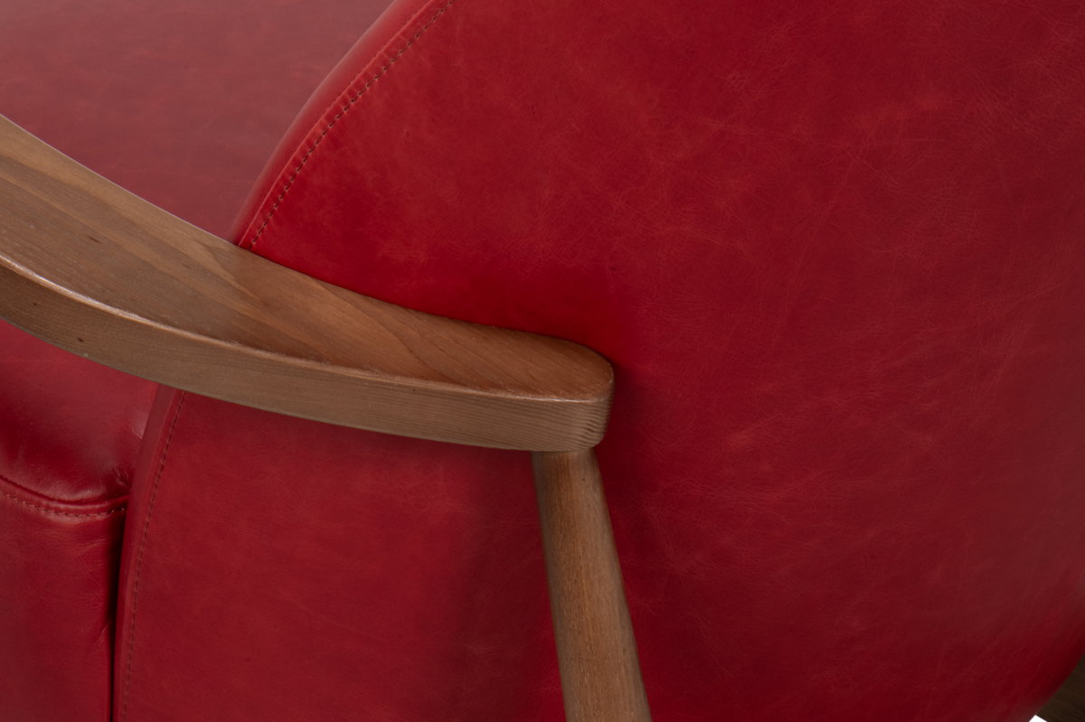 Pindar Armchair  Leather  New Rouge Red, by Sarreid, 2'7" length x 2'6" width x 2'6" height View 12